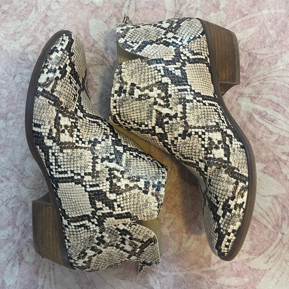 Michael Shannon Black and White Snake Print Ankle Booties